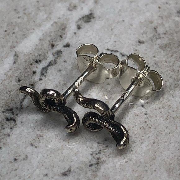 925 Sterling Silver Cobra Snake Earrings - Picture 9 of 16